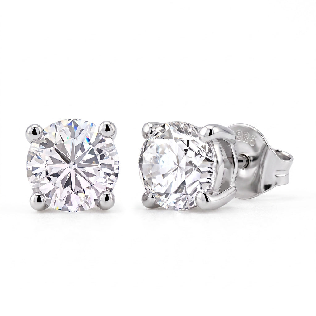 D'Joy GRA Certified VVS-D Moissanite Solitaire Stud Push Post Earring in Rhodium Overlay Sterling Silver 1.00 Ct._8547042