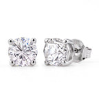 D'Joy GRA Certified VVS-D Moissanite Solitaire Stud Push Post Earring in Rhodium Overlay Sterling Silver 1.00 Ct._8547042