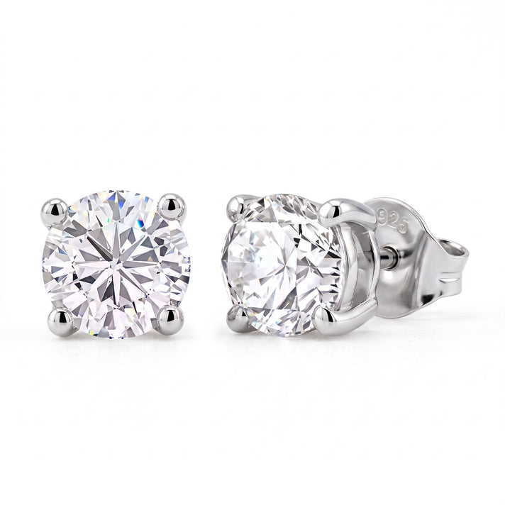 D'Joy GRA Certified VVS-D Moissanite Solitaire Stud Push Post Earring in Rhodium Overlay Sterling Silver 1.00 Ct. 8547042 1