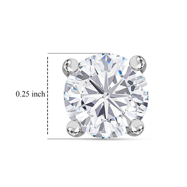 D'Joy GRA Certified VVS-D Moissanite Solitaire Stud Push Post Earring in Rhodium Overlay Sterling Silver 1.00 Ct. 8547042 2