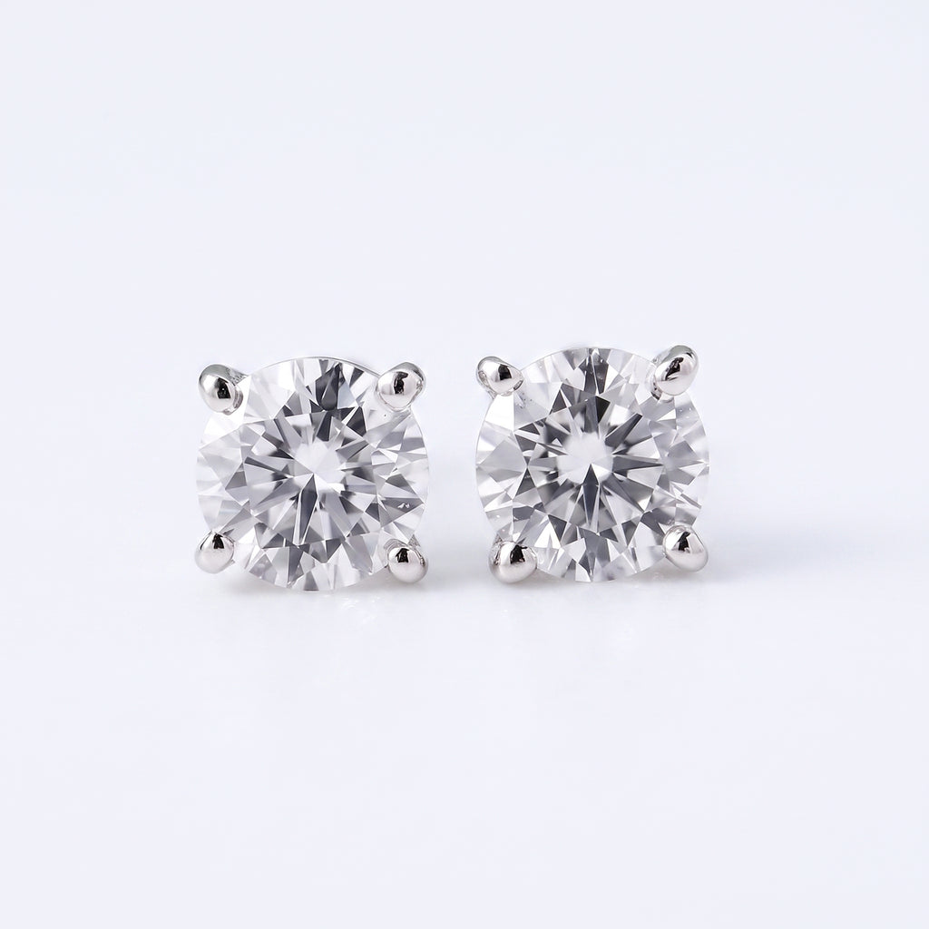 D'Joy GRA Certified VVS-D Moissanite Solitaire Stud Push Post Earring in Rhodium Overlay Sterling Silver 1.00 Ct._8547042_3