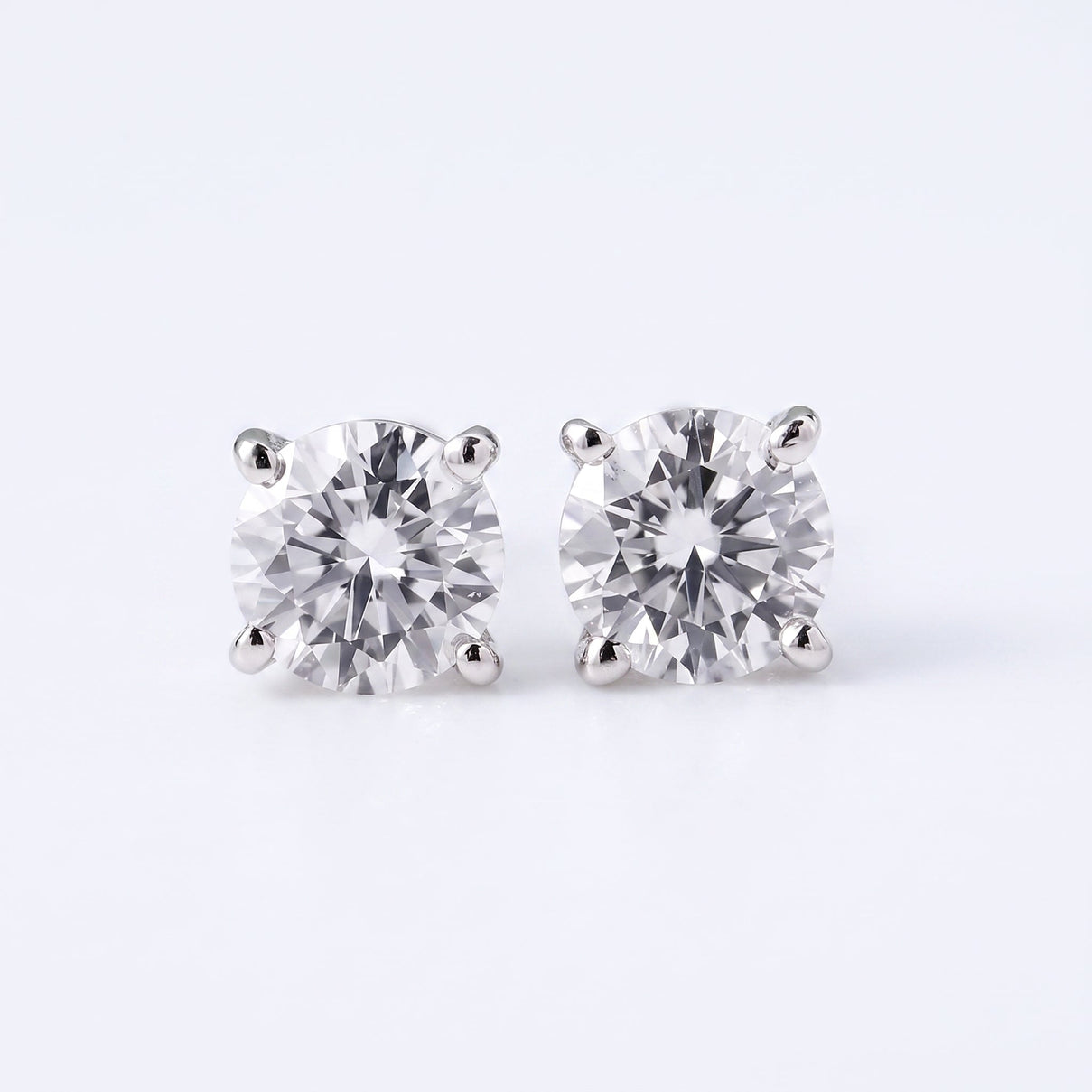 D'Joy GRA Certified VVS-D Moissanite Solitaire Stud Push Post Earring in Rhodium Overlay Sterling Silver 1.00 Ct. V32360957 3