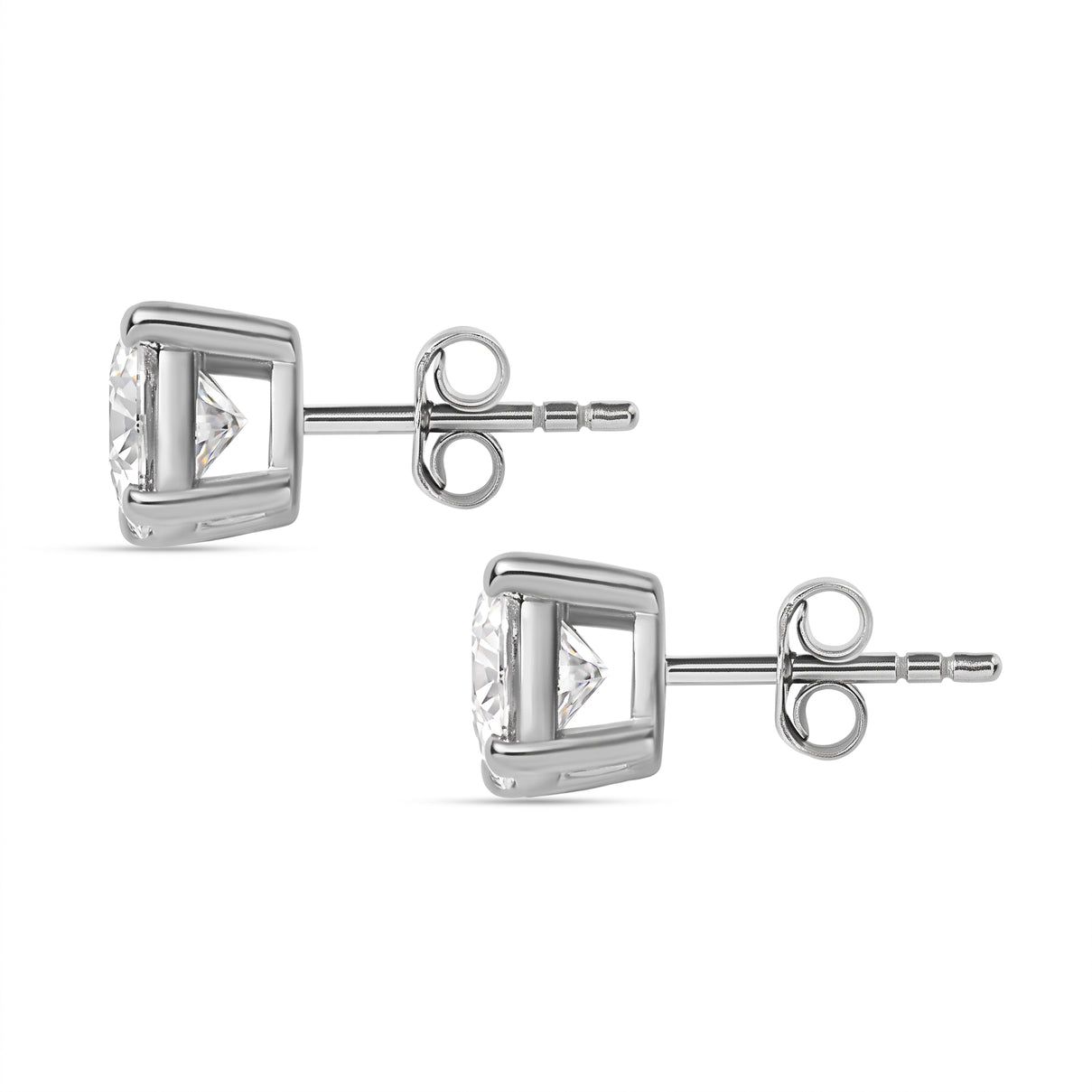 D'Joy GRA Certified VVS-D Moissanite Solitaire Stud Push Post Earring in Rhodium Overlay Sterling Silver 1.00 Ct. 8547042 4