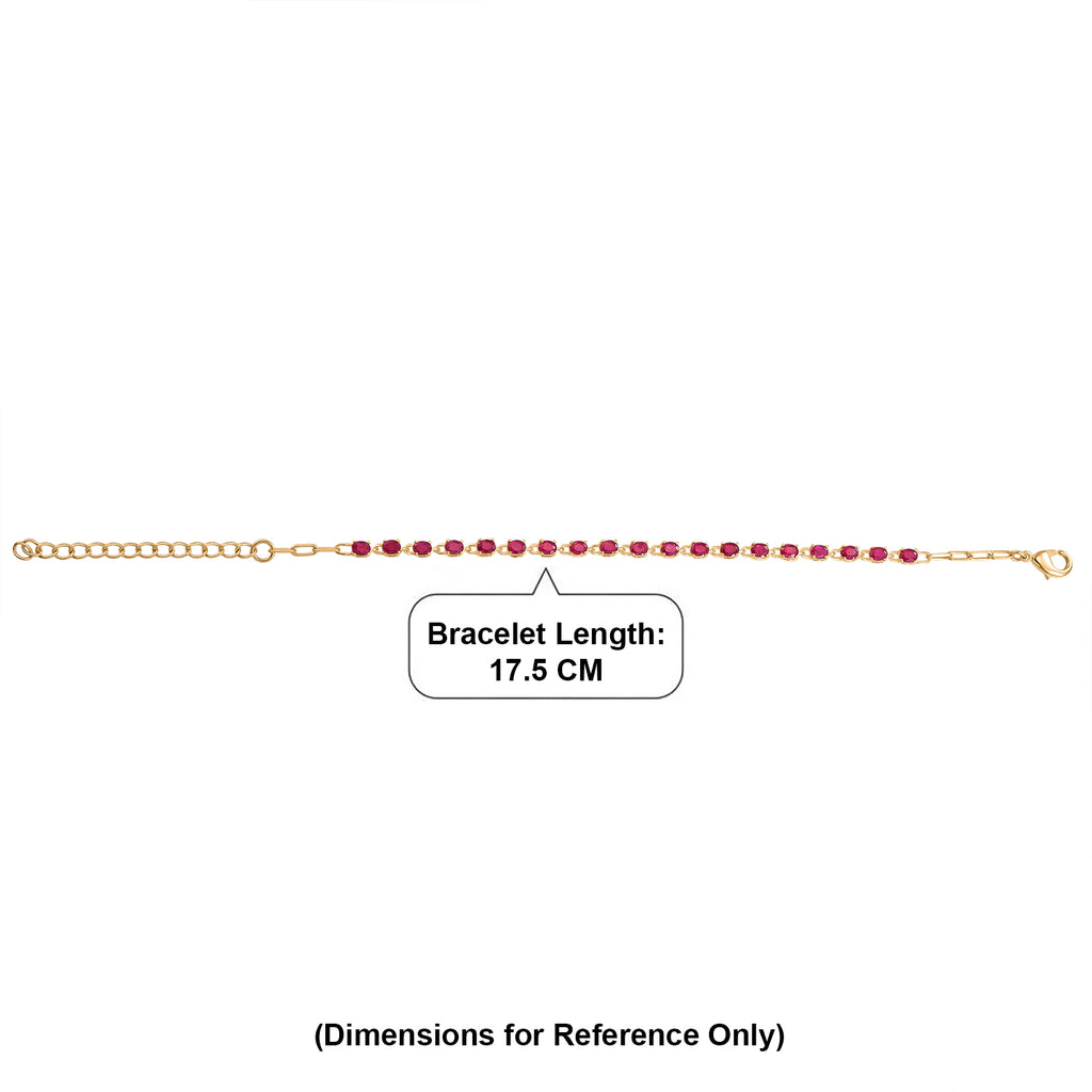 EverTrue - African Ruby Tennis Bracelet (Size - 7+2 Ext) with Lobster Clasp in Yellow Gold Tone 5.22 Ct._8547644_4