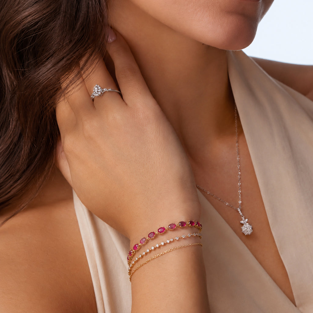 EverTrue - African Ruby Tennis Bracelet (Size - 7+2 Ext) with Lobster Clasp in Yellow Gold Tone 5.22 Ct._8547644_5