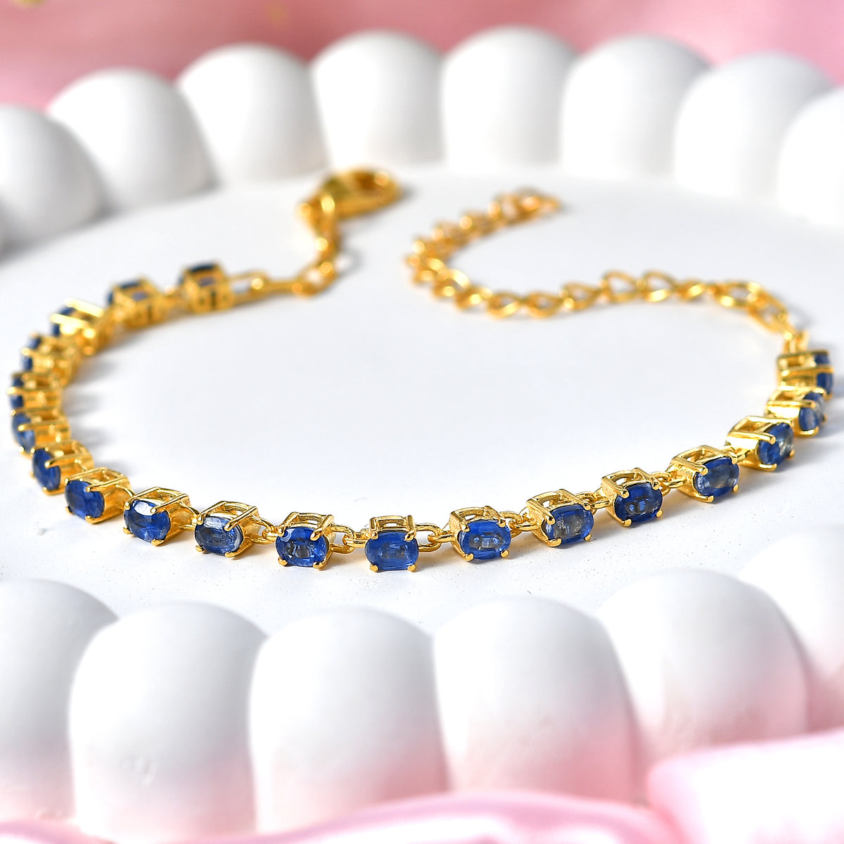 JCK Vegas Close Out - AAA Natural Kashmir Kyanite Tennis Bracelet (Size - 7+2 Ext) 4.84 Ct. V32742728 3