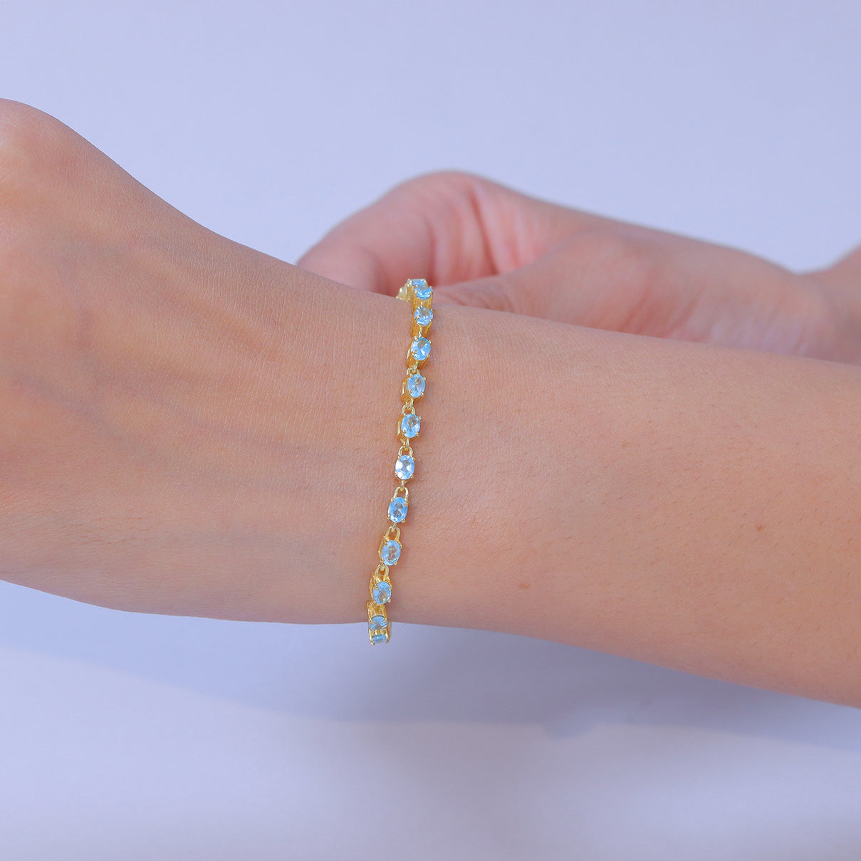 Blue Apatite Tennis Bracelet (Size - 7-2 Ext) with Lobster Clasp  3.40 Ct. 8547646 2