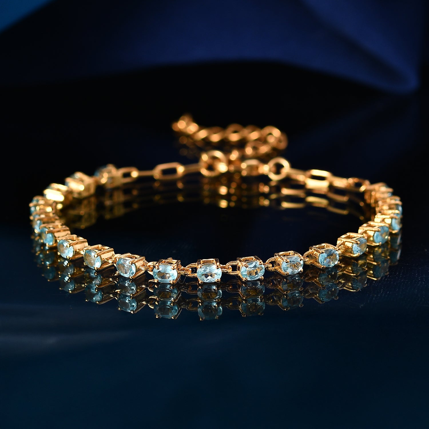 Blue Apatite Tennis Bracelet (Size - 7-2 Ext) with Lobster Clasp  3.40 Ct. 8547646 3