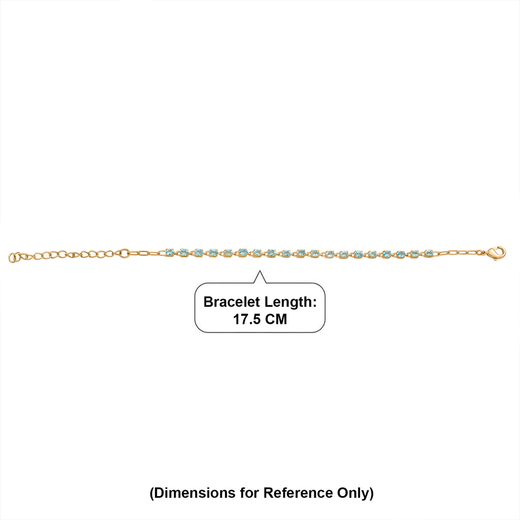 EverTrue - Blue Apatite Tennis Bracelet (Size - 7+2 Ext) with Lobster Clasp in Yellow Gold Tone 3.40 Ct._8547646_4