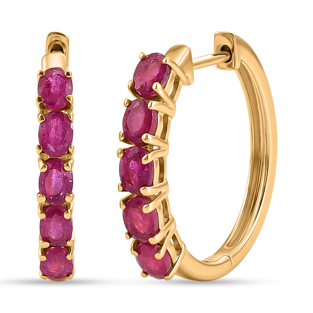 EverTrue - African Ruby Hoop Earring in Yellow Gold Tone 2.80 Ct._8547647