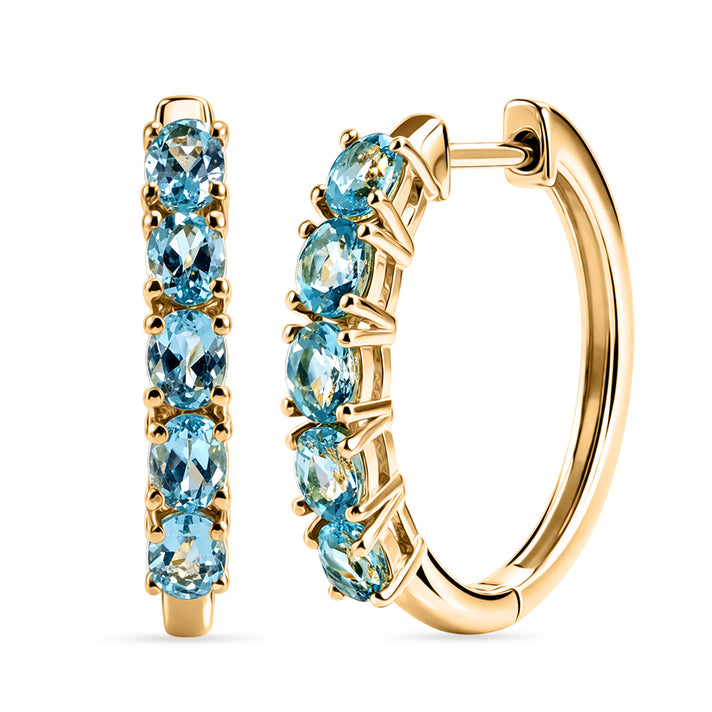 EverTrue - Blue Apatite Hoop Earring in Yellow Gold Tone 2.20 Ct. 8547651 1