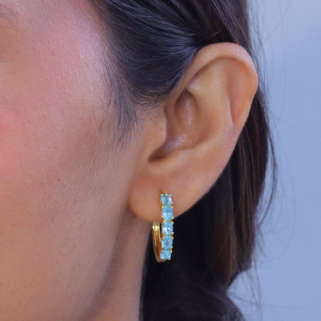 EverTrue - Blue Apatite Hoop Earring in Yellow Gold Tone 2.20 Ct. 8547651 2