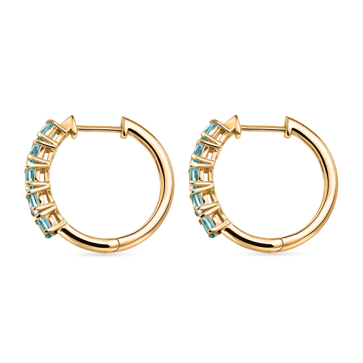EverTrue - Blue Apatite Hoop Earring in Yellow Gold Tone 2.20 Ct. 8547651 4