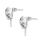 D'Joy - Multi-Tourmaline, Natural Chrome Diopside & White Zircon Panther Earring with Push Post in Rhodium Overlay Sterling Silver 1.20 Ct._8547664_3