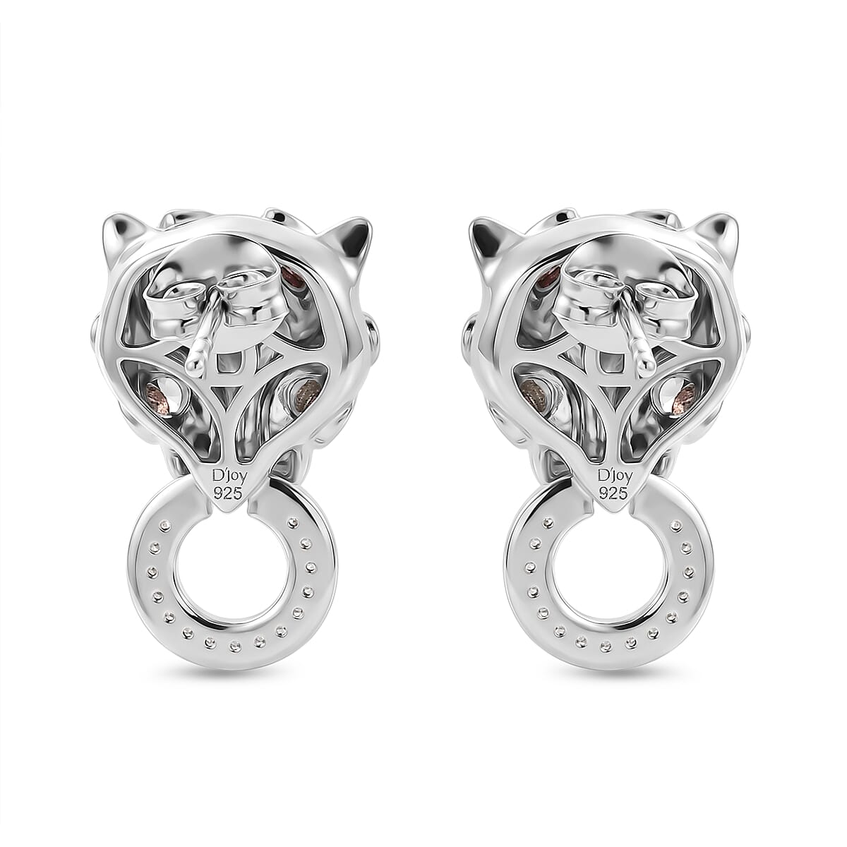 D'Joy - Multi-Tourmaline, Natural Chrome Diopside &amp; White Zircon Panther Earring with Push Post in Rhodium Overlay Sterling Silver 1.20 Ct. V32519971 5