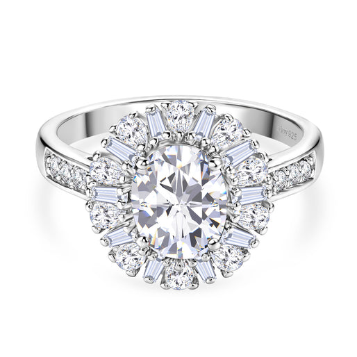 D'Joy - Moissanite Halo Ring in Rhodium Overlay Sterling Silver 2.81 Ct._8547667