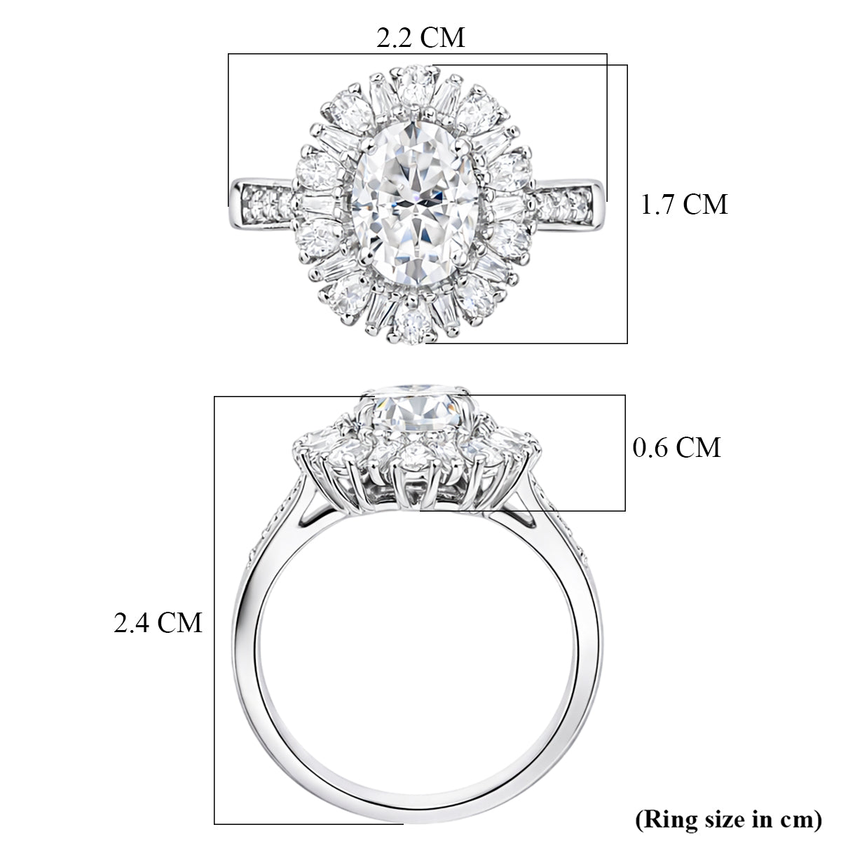 D'Joy - Moissanite Halo Ring in Rhodium Overlay Sterling Silver 2.81 Ct. 8547667 6