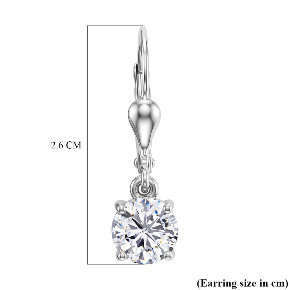 D'Joy Moissanite Solitaire Earring with Lever Back in Platinum Overlay Sterling Silver 1.60 Ct V32719069 8