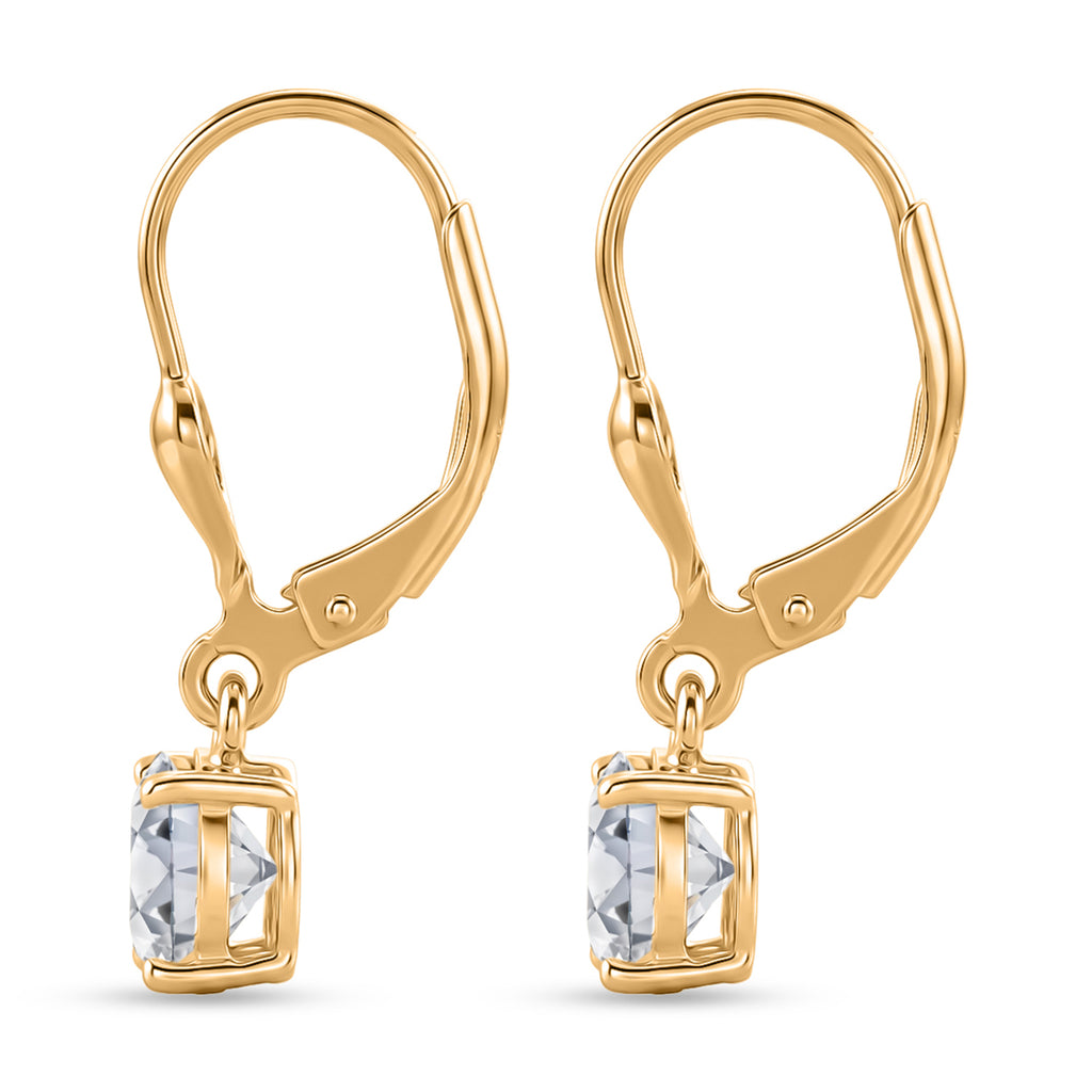 D'Joy - Moissanite Solitaire Earring with Lever Back in 18K Vermeil Yellow Gold Plated Sterling Silver 2.00 Ct._8547686_6