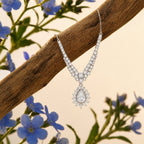 D'Joy Moissanite Cluster Necklace (Size - 20) in Rhodium OverlaySterling Silver, Silver Wt.6.75 Gms  4.763  Ct._8547687_2