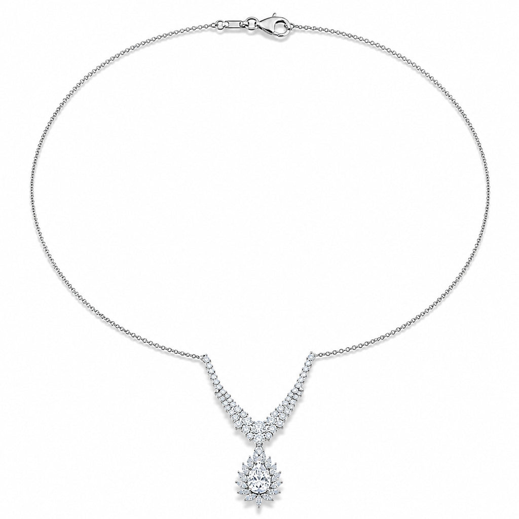 D'Joy Moissanite Cluster Necklace (Size - 20) in Rhodium OverlaySterling Silver, Silver Wt.6.75 Gms  4.763  Ct._8547687_3
