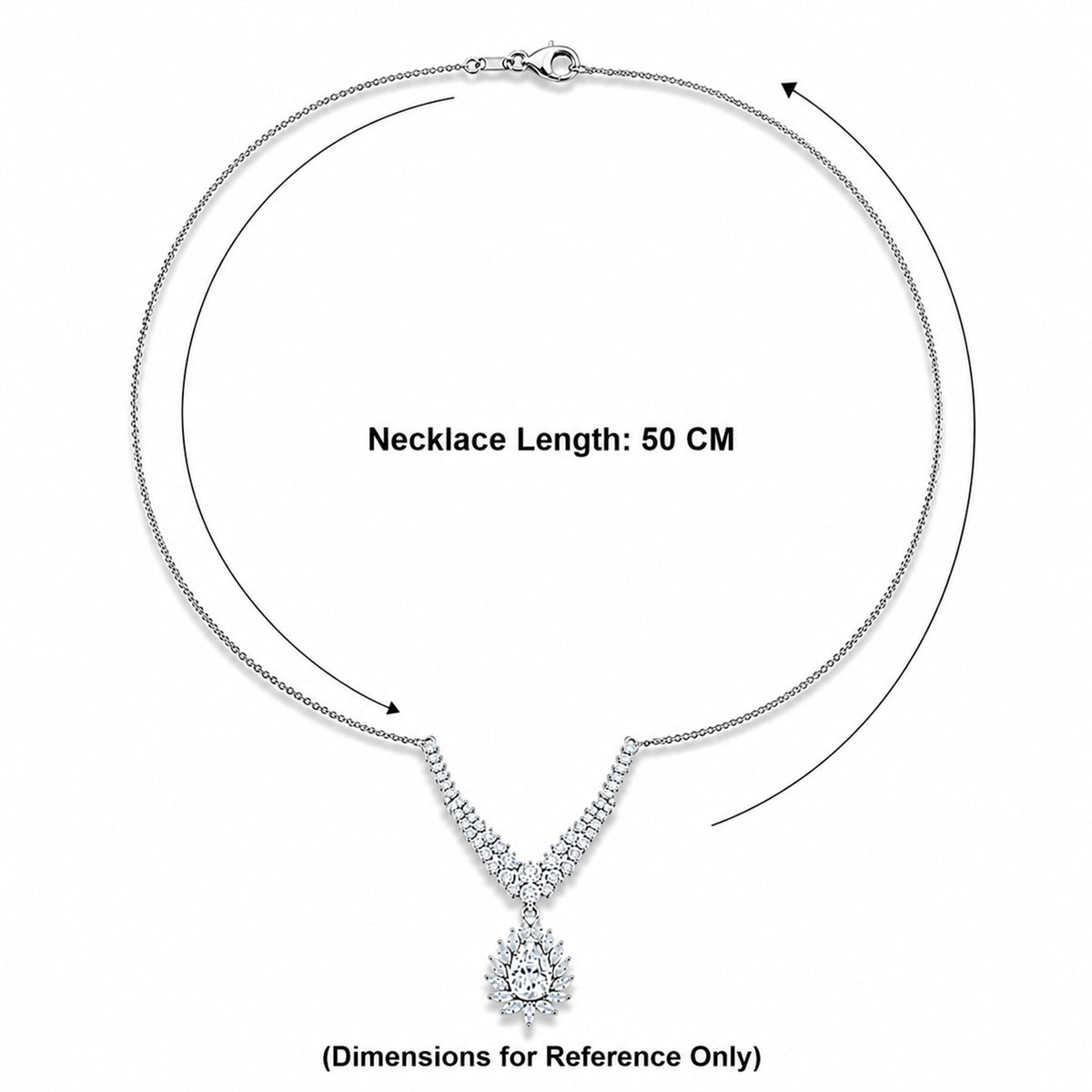 D'Joy - Moissanite Cluster Halo Necklace (Size - 20) with Lobster Clasp in Rhodium Overlay Sterling Silver 4.76 Ct. 8547687 8