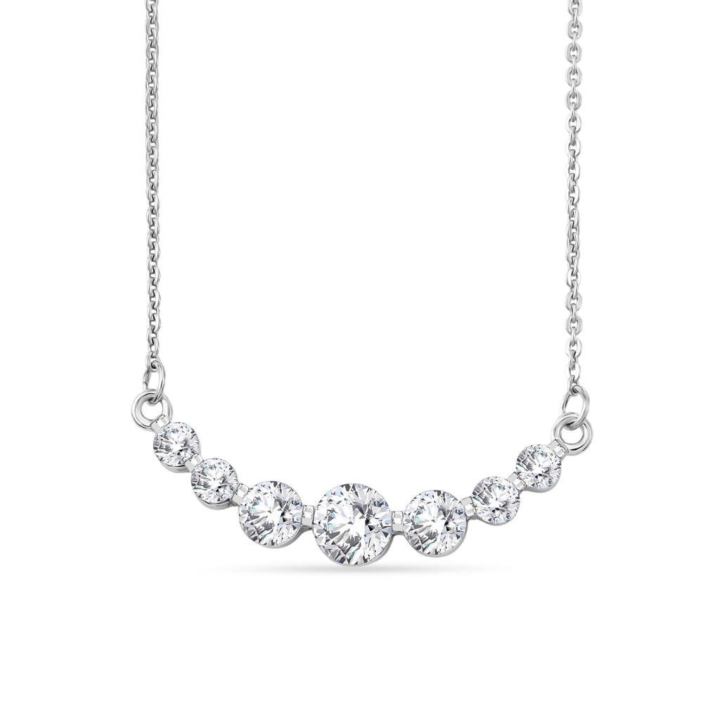 D'Joy - Moissanite Graduated Necklace (Size - 20) with Lobster Clasp in Platinum Overlay Sterling Silver_8547688