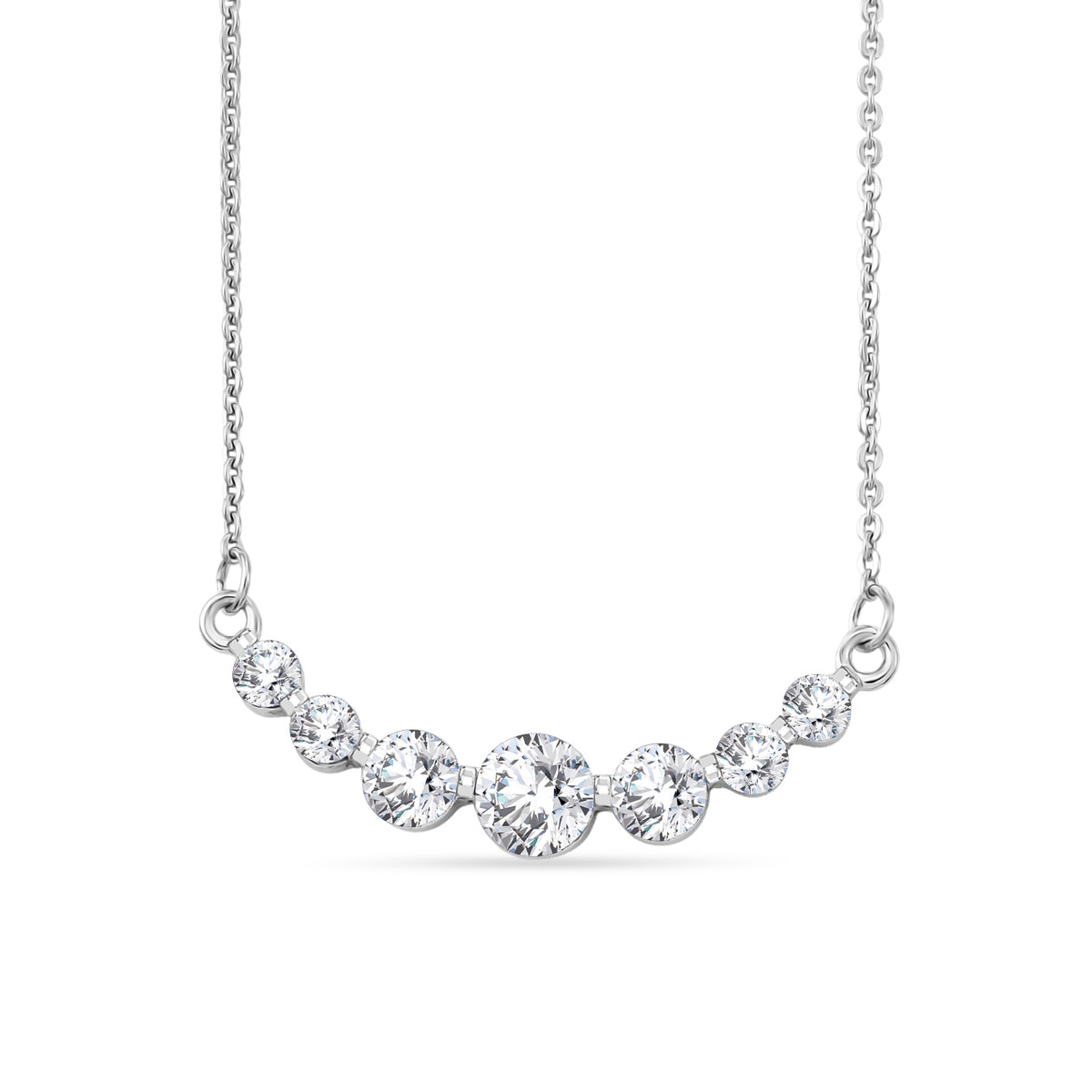 D'Joy - Moissanite Necklace (Size - 20) with Lobster Clasp in Platinum Overlay Sterling Silver V32550673 0