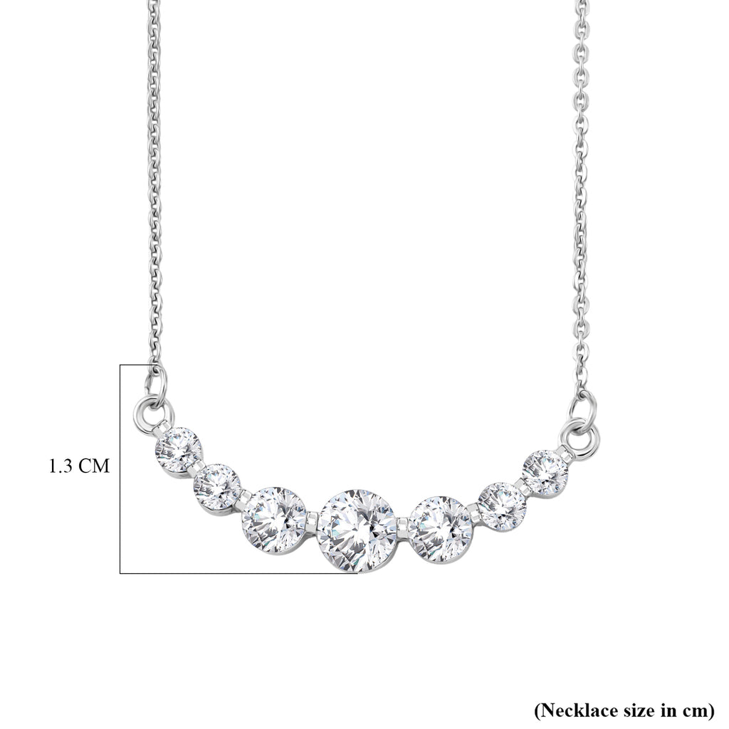 D'Joy - Moissanite Graduated Necklace (Size - 20) with Lobster Clasp in Platinum Overlay Sterling Silver_8547688_5