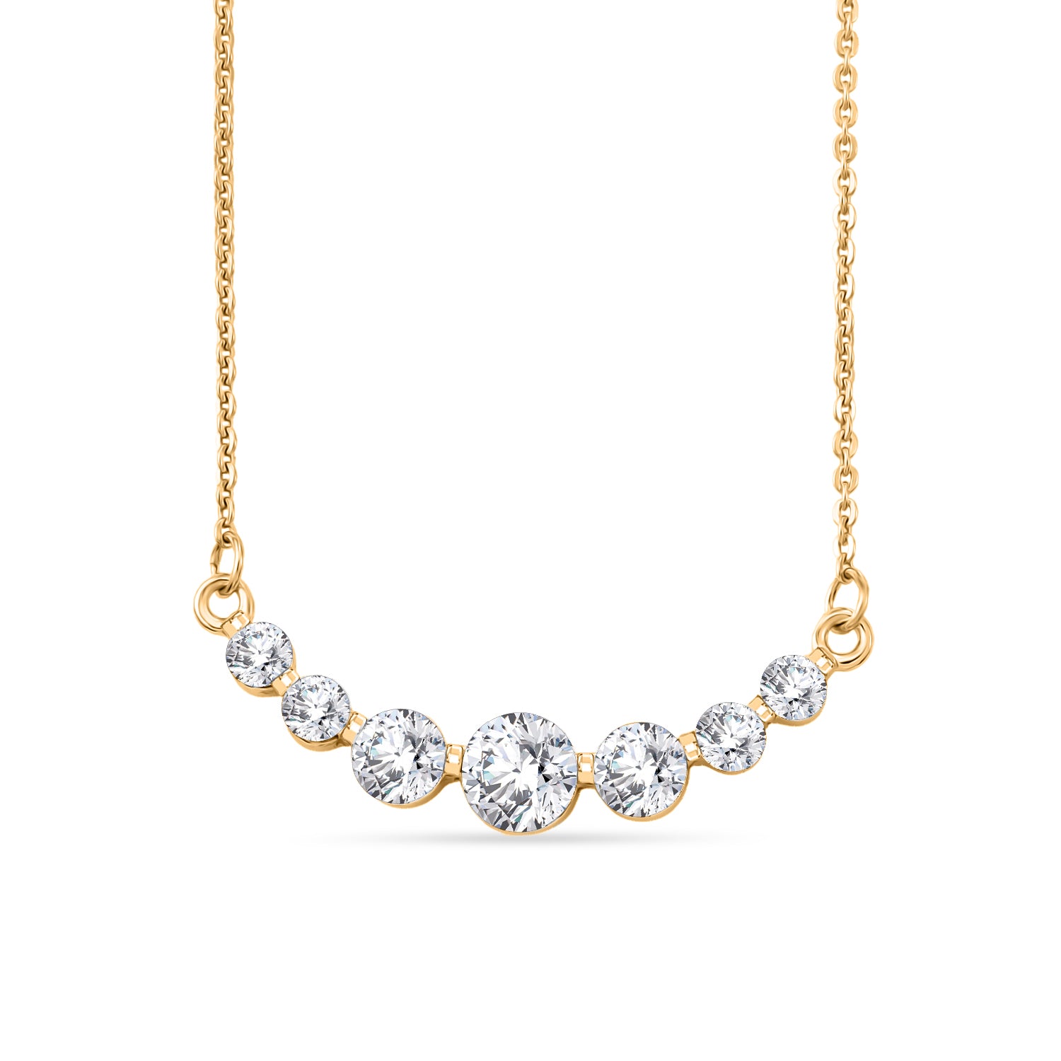 D'Joy - Moissanite Graduated Necklace (Size - 20) with Lobster Clasp in Yellow Gold Plated Sterling Silver 1.20 Ct. V32514502 0