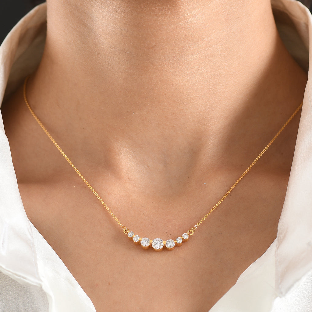 D'Joy - Moissanite Necklace (Size - 20) with Lobster Clasp in Yellow Gold Plated Sterling Silver 1.20 Ct._8547699_1