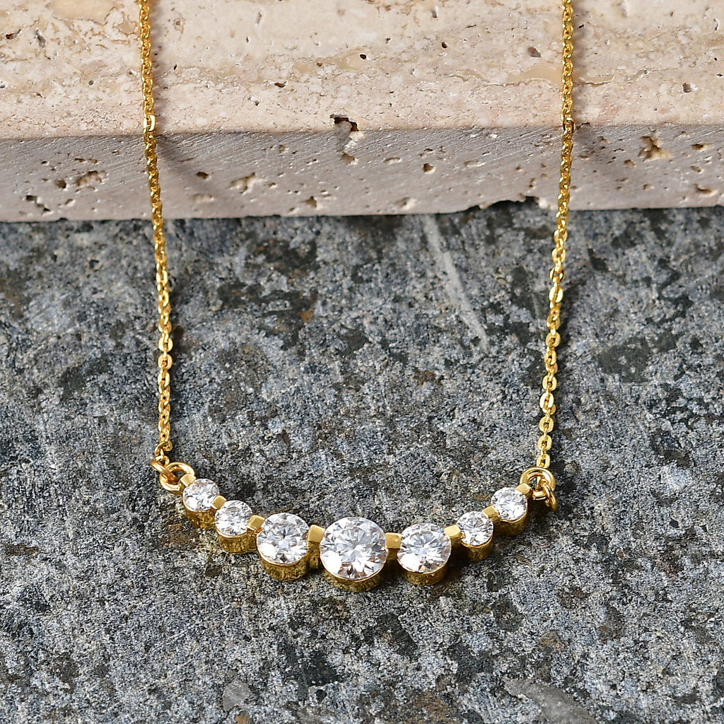 D'Joy - Moissanite Necklace (Size - 20) with Lobster Clasp in Yellow Gold Plated Sterling Silver 1.20 Ct._8547699_2