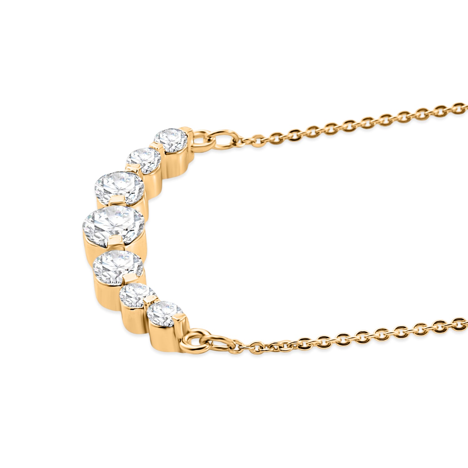 D'Joy - Moissanite Graduated Necklace (Size - 20) with Lobster Clasp in Yellow Gold Plated Sterling Silver 1.20 Ct. V32514502 4