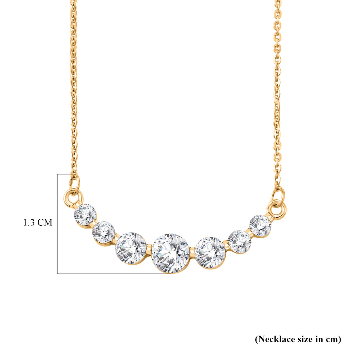 D'Joy - Moissanite Graduated Necklace (Size - 20) with Lobster Clasp in Yellow Gold Plated Sterling Silver 1.20 Ct. V32514502 6
