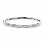 D'Joy - Moissanite Full Bangle (Size - 7.5) in Rhodium Overlay Sterling Silver 2.20 Ct, Silver Wt. 16.70 Gms_8547703