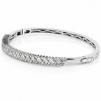 D'Joy - Moissanite Full Bangle (Size - 7.5) in Rhodium Overlay Sterling Silver 2.20 Ct, Silver Wt. 16.70 Gms_8547703_3