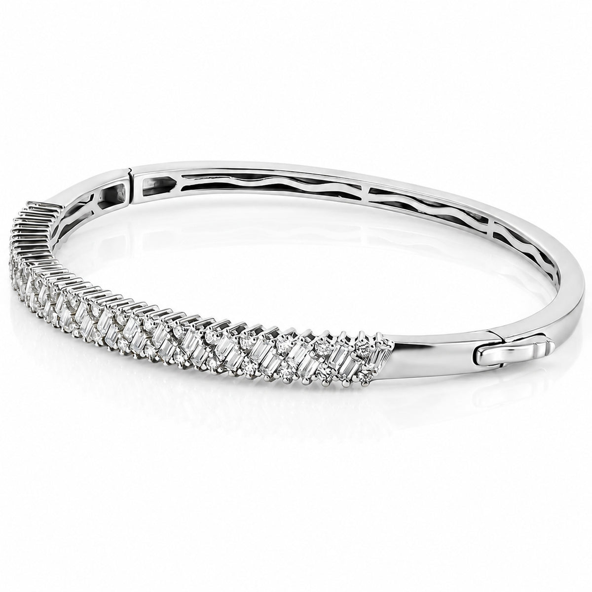 D'Joy - Moissanite Full Bangle (Size - 7.5) in Rhodium Overlay Sterling Silver 2.20 Ct, Silver Wt. 16.70 Gms 8547703 4