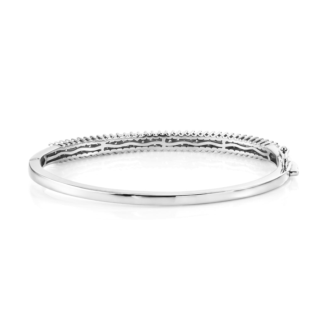 D'Joy - Moissanite Full Bangle (Size - 7.5) in Rhodium Overlay Sterling Silver 2.20 Ct, Silver Wt. 16.70 Gms_8547703_4