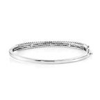 D'Joy - Moissanite Full Bangle (Size - 7.5) in Rhodium Overlay Sterling Silver 2.20 Ct, Silver Wt. 16.70 Gms_8547703_4