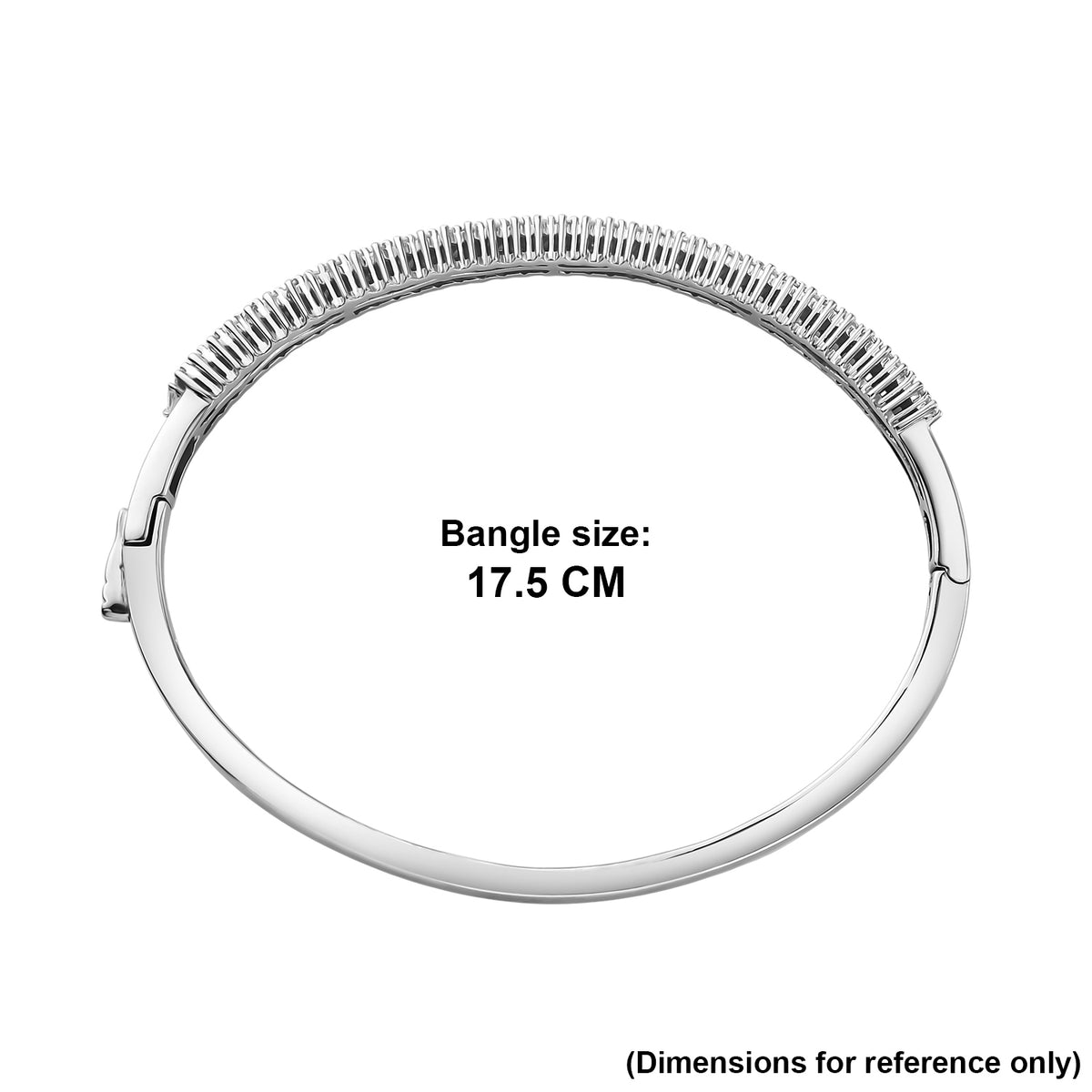 D'Joy - Moissanite Full Bangle (Size - 7.5) in Rhodium Overlay Sterling Silver 2.20 Ct, Silver Wt. 16.70 Gms 8547703 7