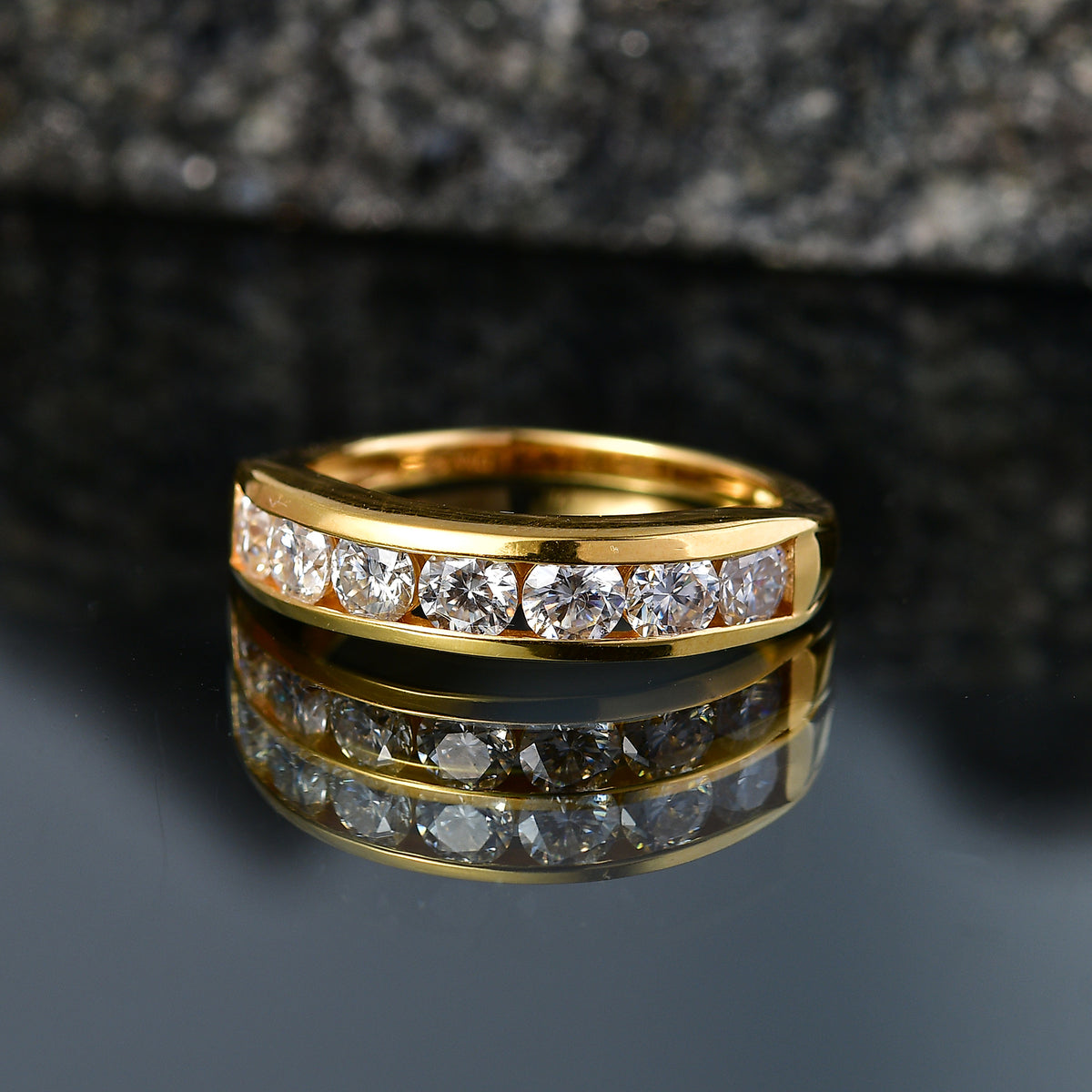 D'Joy - Moissanite Half Eternity Band Ring in Yellow Gold Plated Sterling Silver 1.65 Ct. V32532890 3