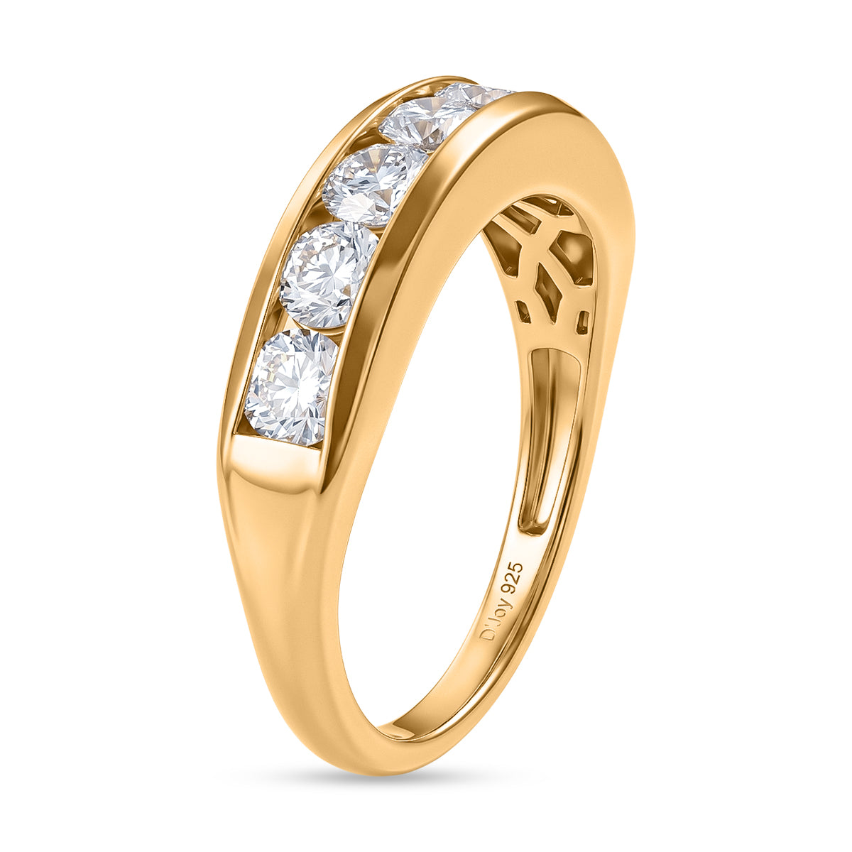D'Joy - Moissanite Half Eternity Band Ring in Yellow Gold Plated Sterling Silver 1.65 Ct. V32513601 4