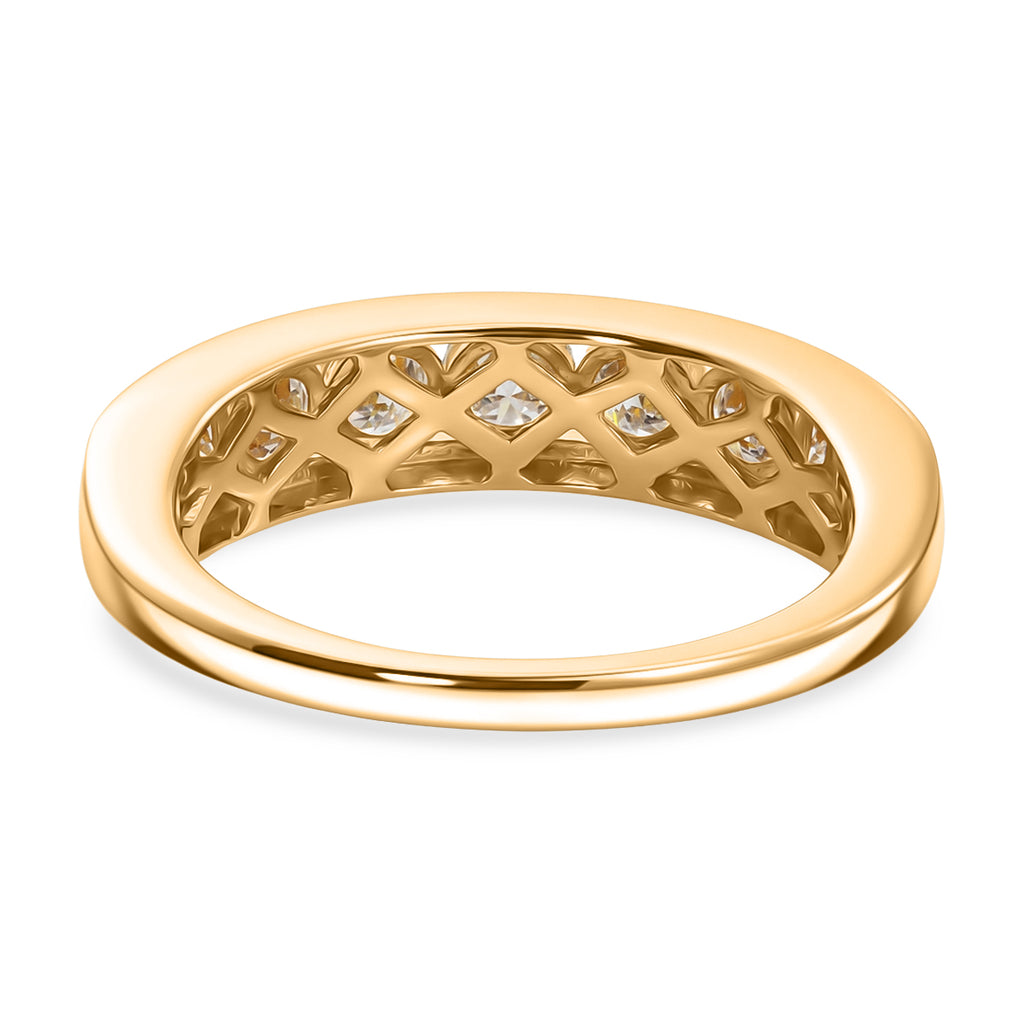 D'Joy - Moissanite Half Eternity Band Ring in Yellow Gold Plated Sterling Silver 1.65 Ct._8547757_4