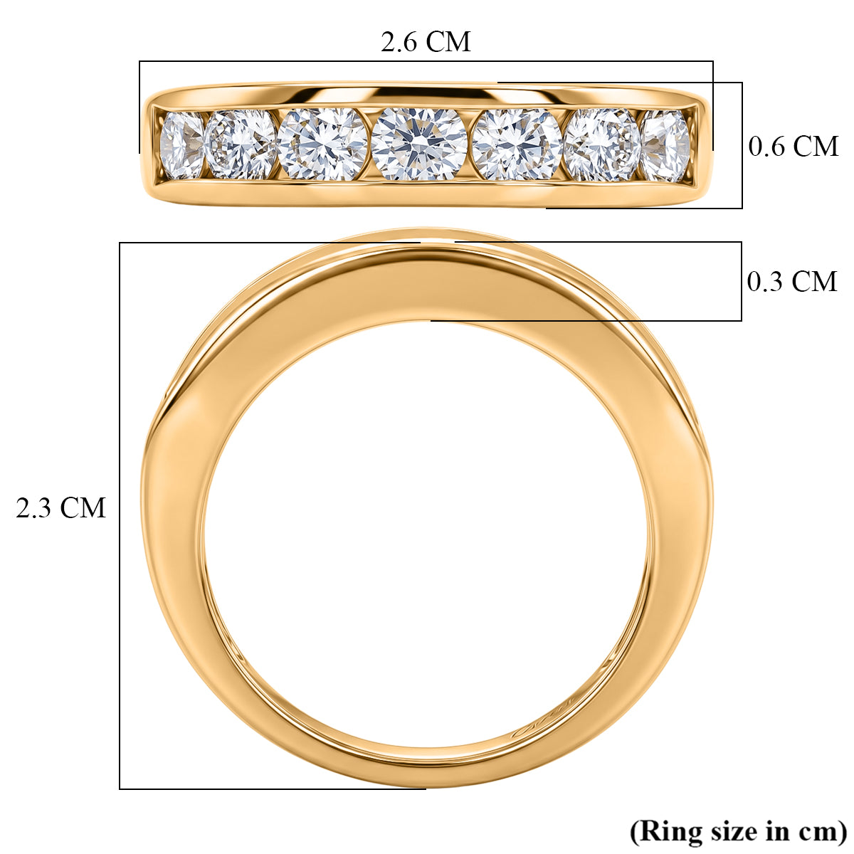 D'Joy - Moissanite Half Eternity Band Ring in Yellow Gold Plated Sterling Silver 1.65 Ct. V32513601 6