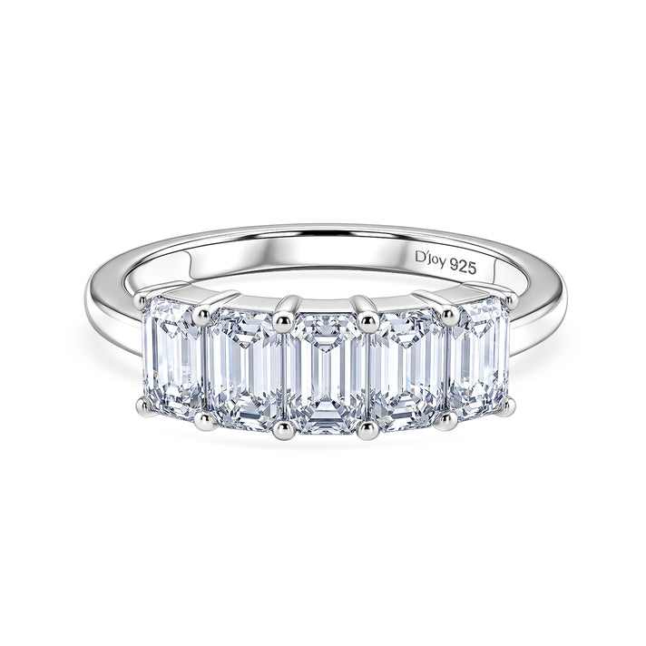 D'Joy - Moissanite 5 Stone Ring in Platinum Overlay Sterling Silver  1.37 Ct. V32666796 1