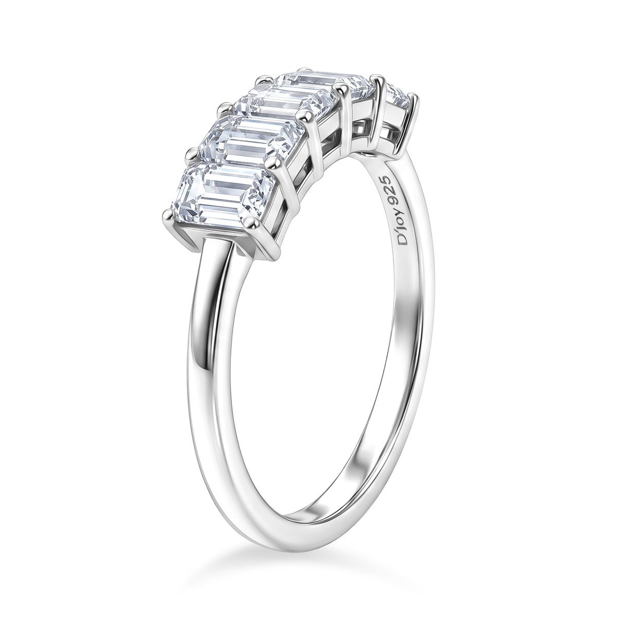 D'Joy - Moissanite 5 Stone Ring in Platinum Overlay Sterling Silver  1.37 Ct. V32527590 4