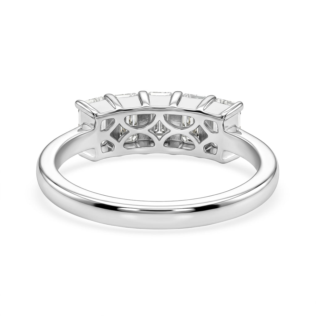 D'Joy - Moissanite 5 Stone Ring in Platinum Overlay Sterling Silver  1.37 Ct._8547764_4