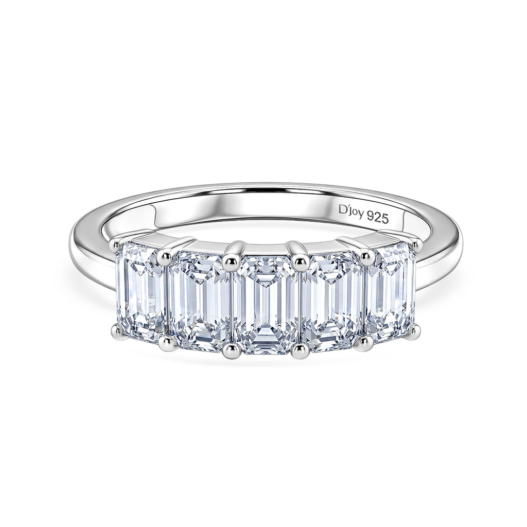 D'Joy - Moissanite 5 Stone Ring in Platinum Overlay Sterling Silver  1.37 Ct._8547767