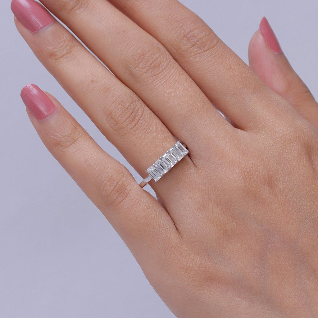 D'Joy - Moissanite 5 Stone Ring in Platinum Overlay Sterling Silver  1.37 Ct._8547770_1