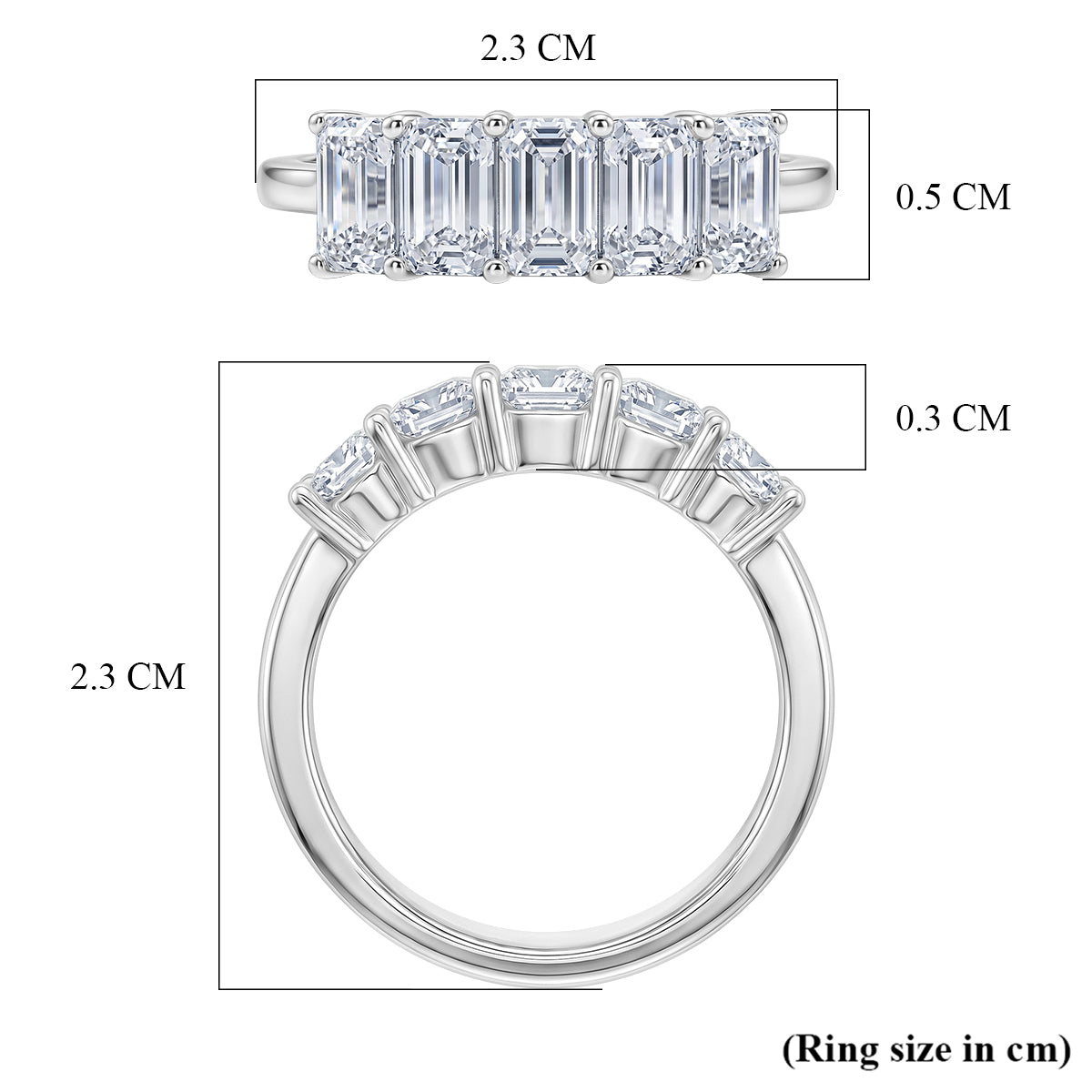 D'Joy - Moissanite 5 Stone Ring in Platinum Overlay Sterling Silver  1.37 Ct. V32554480 6